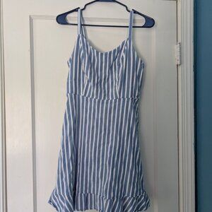 Blue striped flowy sun dress
